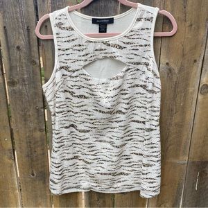 GUC Ashley Stewart Sequin Animal Print Peek A Boo Chest Blouse Sz. 14/16